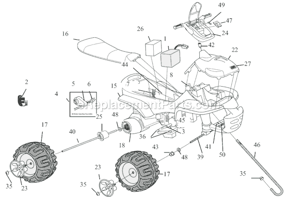 Page A Diagram and Parts List for J7826  Power Wheels Ride-On Cars